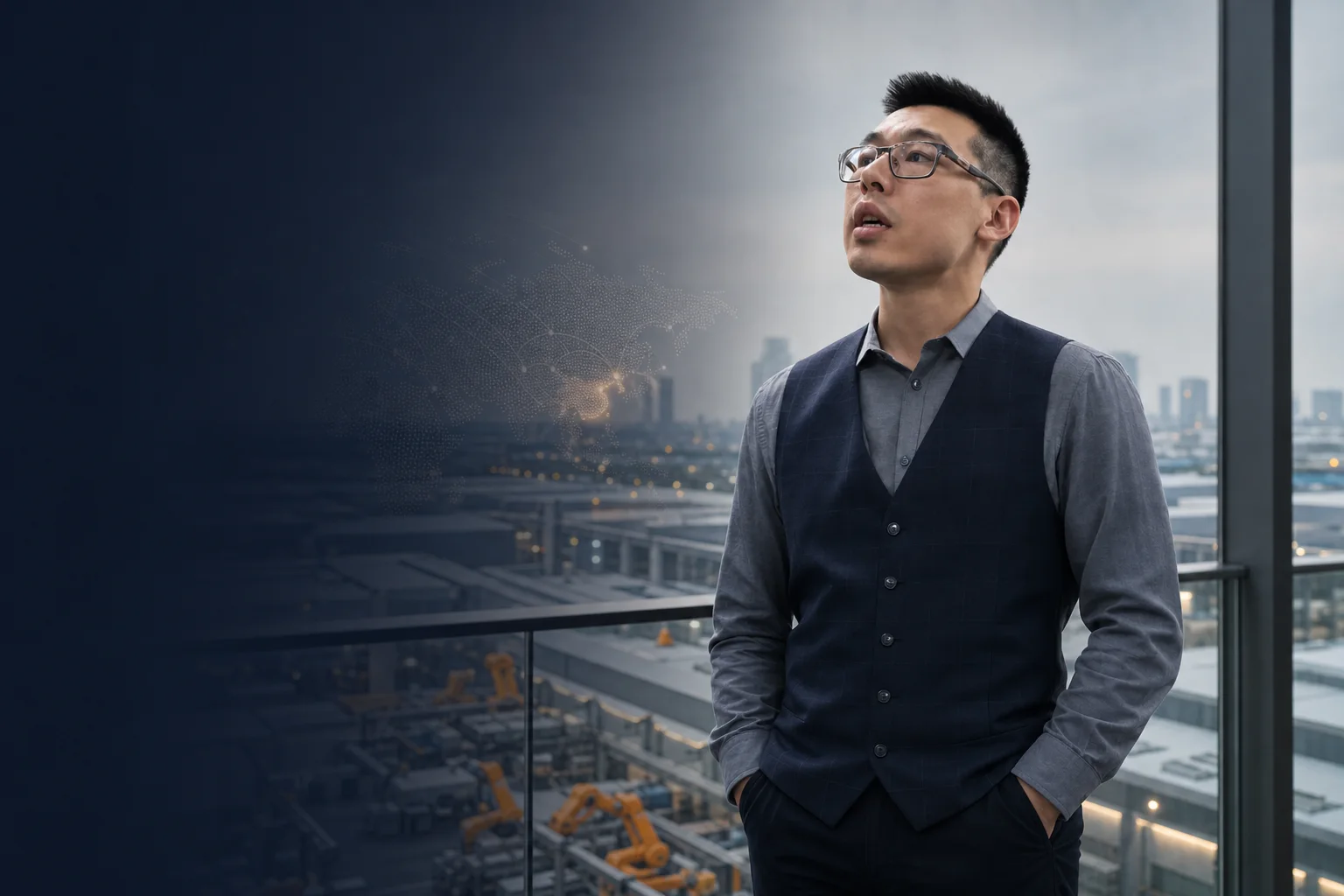 Eric Nie in a modern Chinese industrial setting