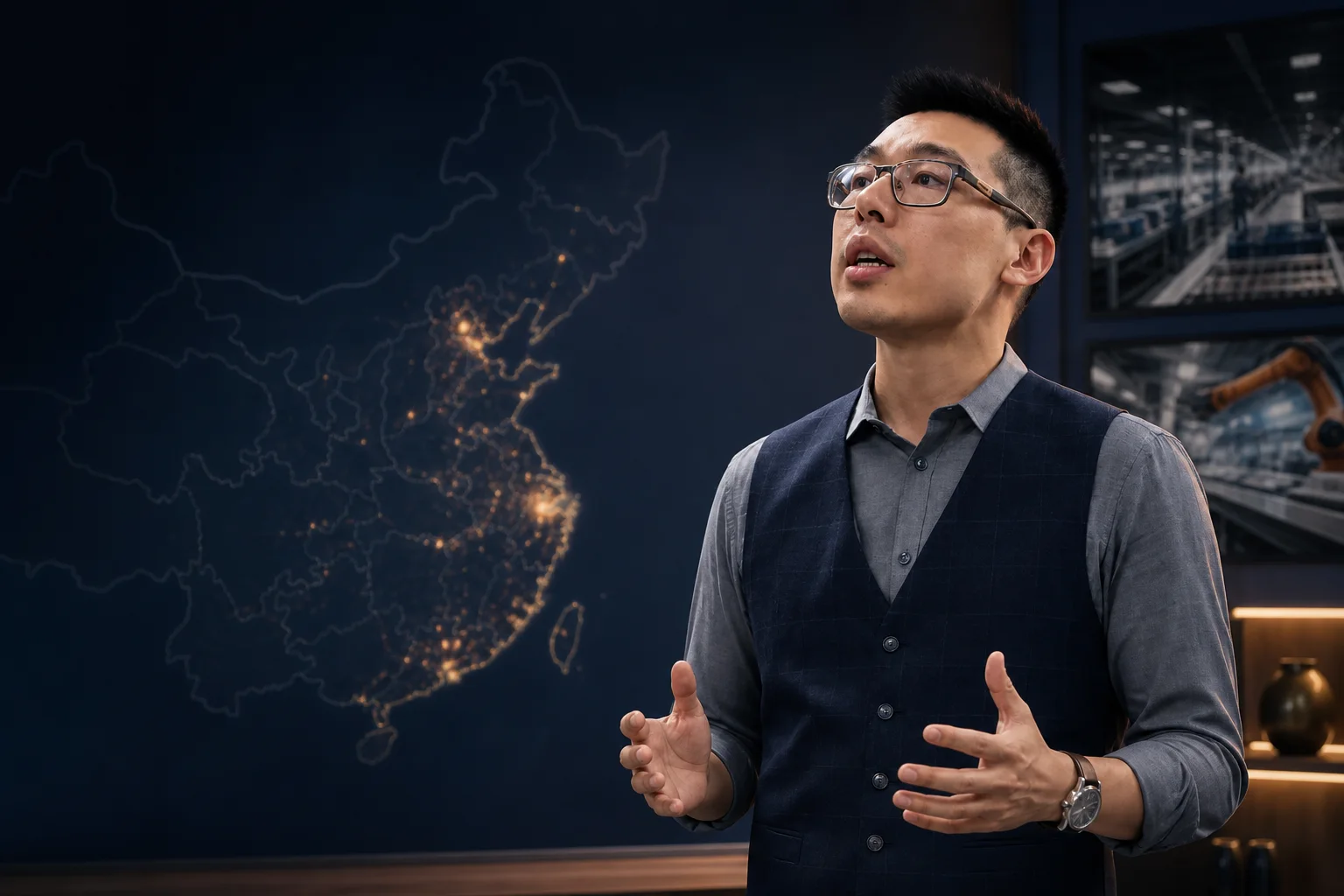 Eric Nie presenting a China manufacturing and supply-chain briefing