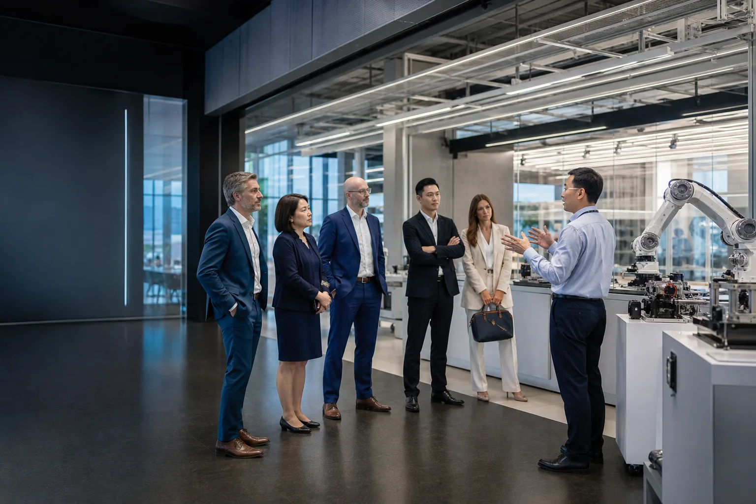An executive group visiting a China innovation laboratory